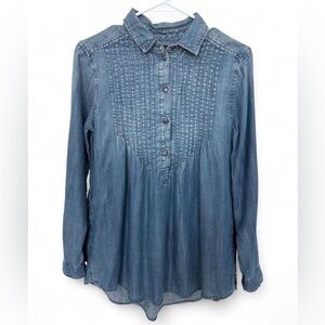 NWT‎ American Eagle Pintuck Denim Tunic XS Jegging Fit Chambray Babydoll Pockets